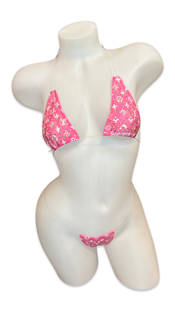 Rhinestone Micro Bikini - Pink Design