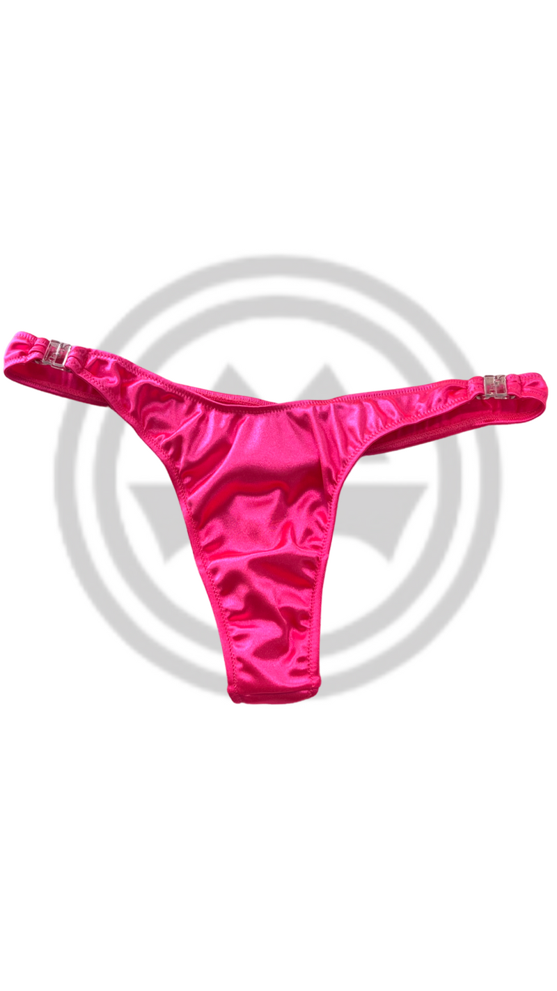 Glossy T-Back Detachable Thong - Neon Pink
