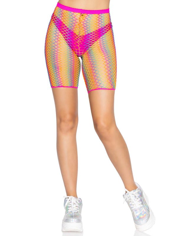 Industrial Net Biker Shorts - Rainbow - Model Express VancouverClothing