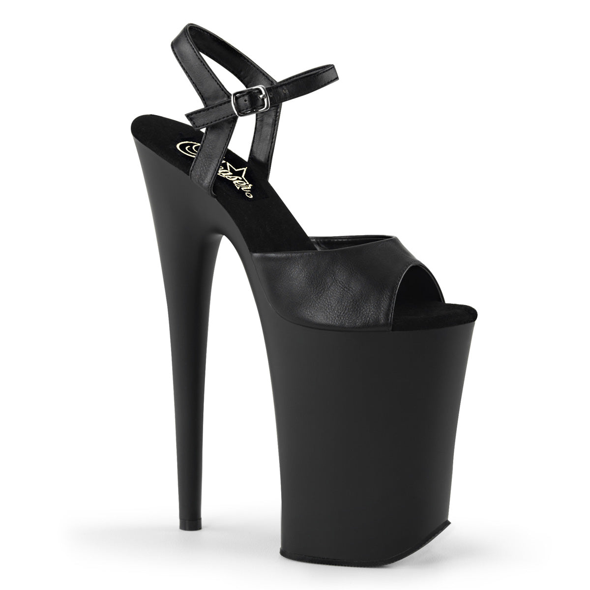 Pleasers Infinity-909 - Blk Faux Leather/Blk Matte