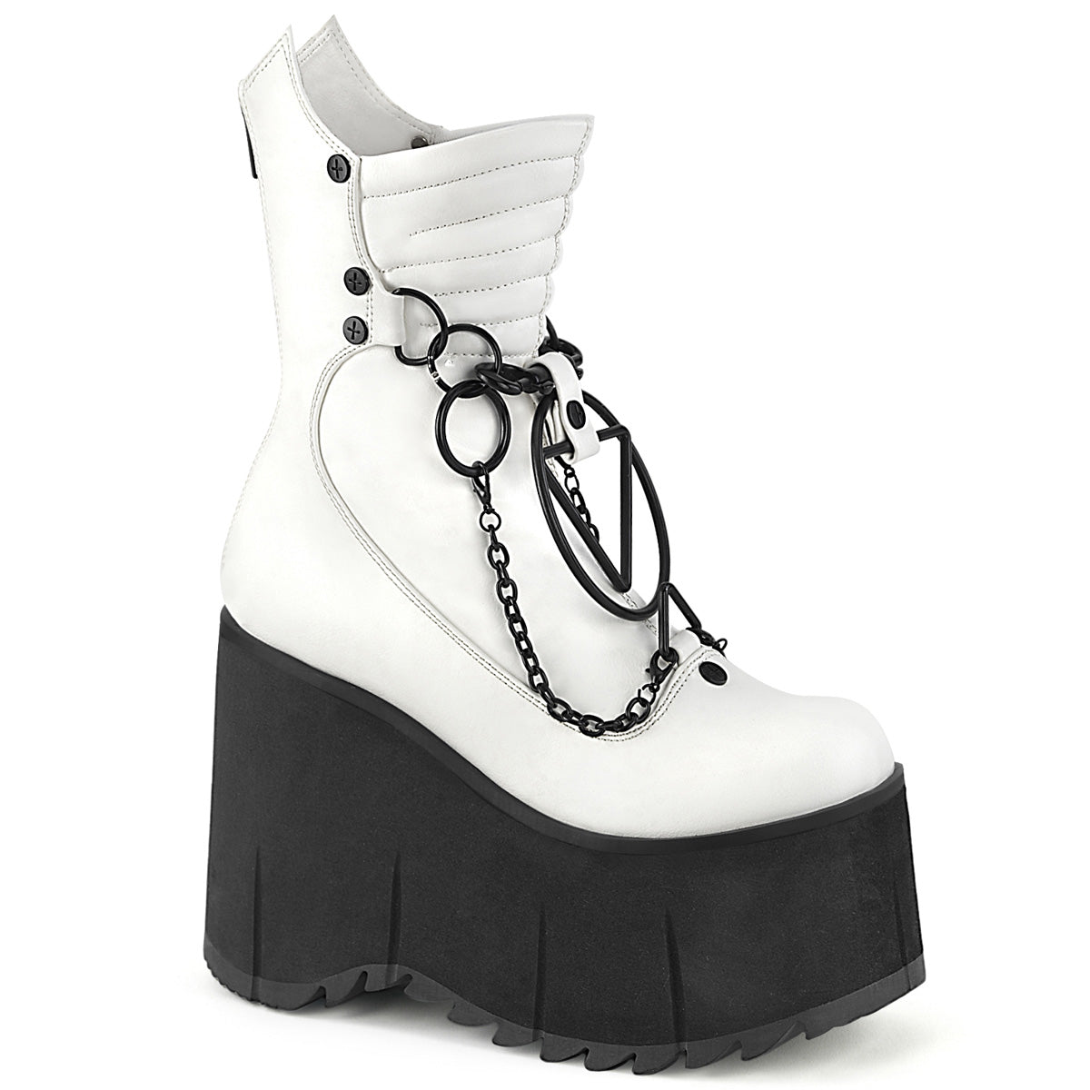 Demonia Kera-130 - Wht Vegan Leather