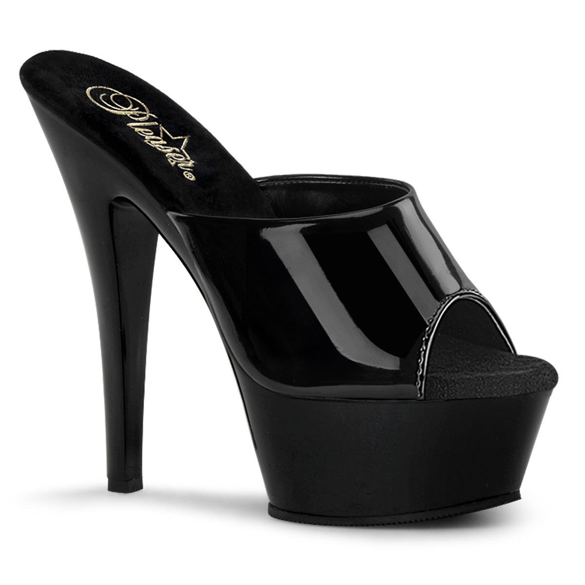 Pleasers Kiss-201 - Blk Pat/Blk