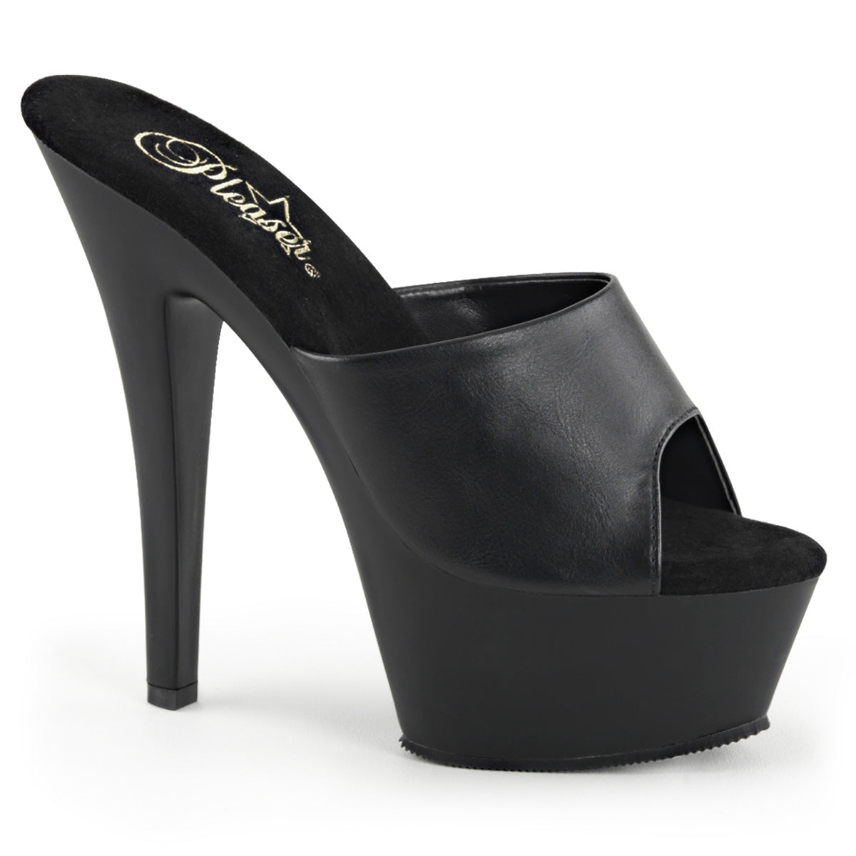 Pleasers Kiss-201 - Blk Faux Leather/Blk Matte