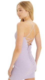 Knit Back Tie Cami - Lavender - Model Express VancouverClothing