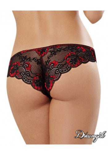 Lace Back Microfiber Panty Red/Black - Model Express VancouverLingerie