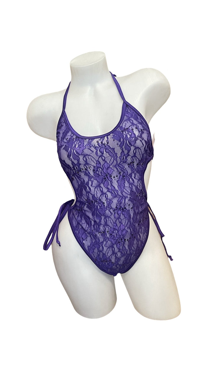 Lace Bodysuit - Dark purple - Model Express VancouverBikini