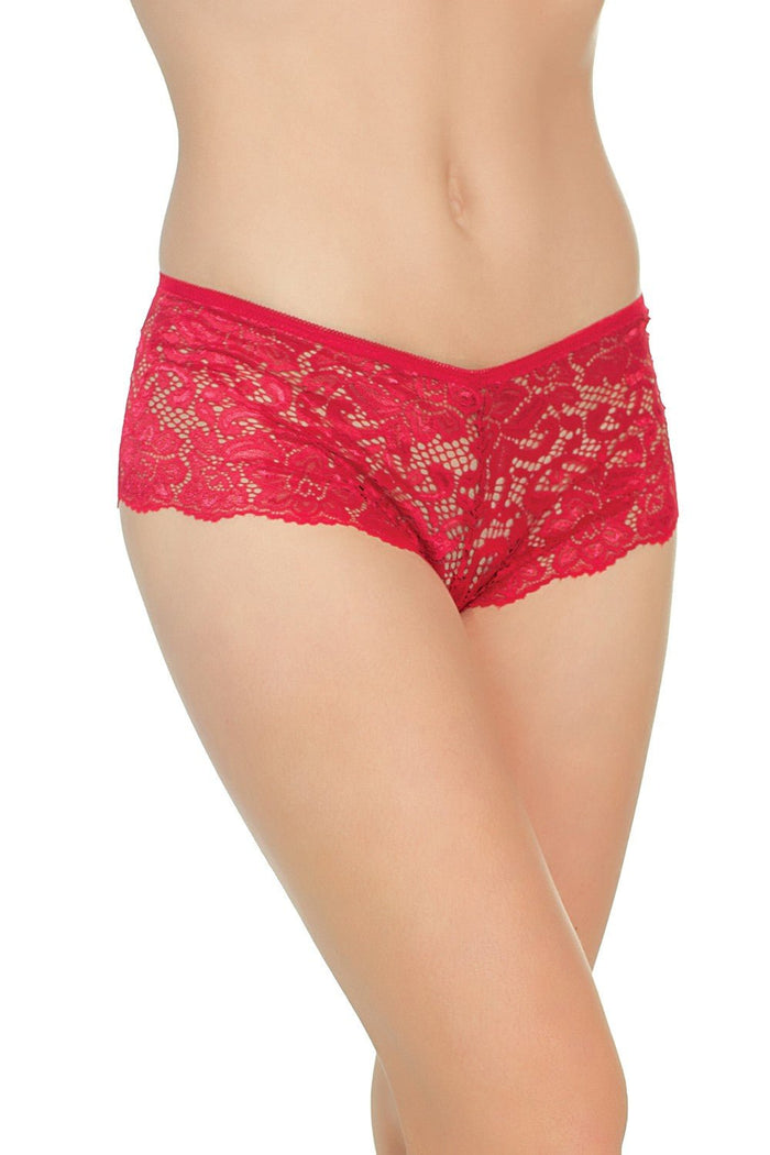 Lace Booty Short Red - Model Express VancouverLingerie