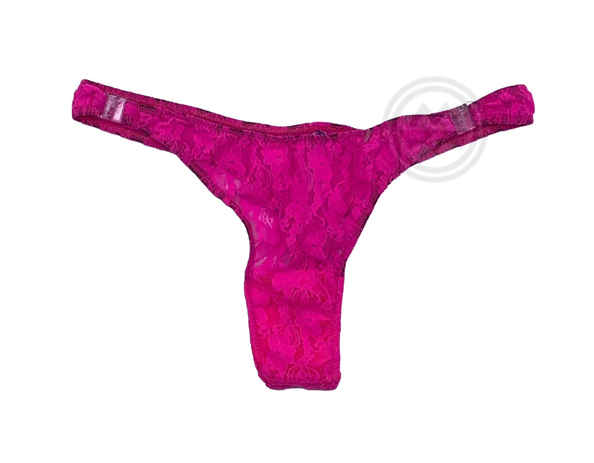 Lace Detachable T-Back Thong with Clips - Pink - Model Express VancouverBikini