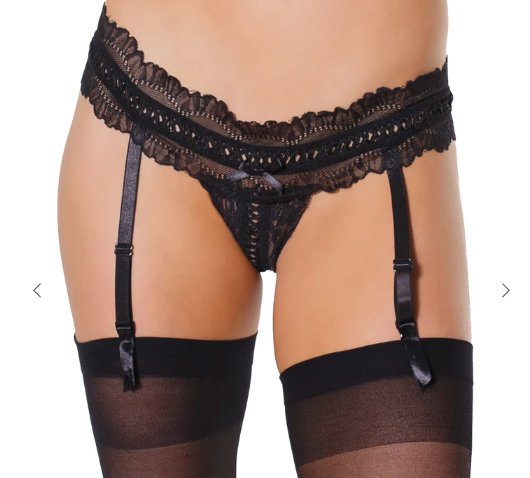 Lace Garter Thong Black - Model Express VancouverHosiery