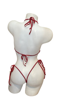 Lace Keyhole Bikini Set - Red - Model Express VancouverLingerie