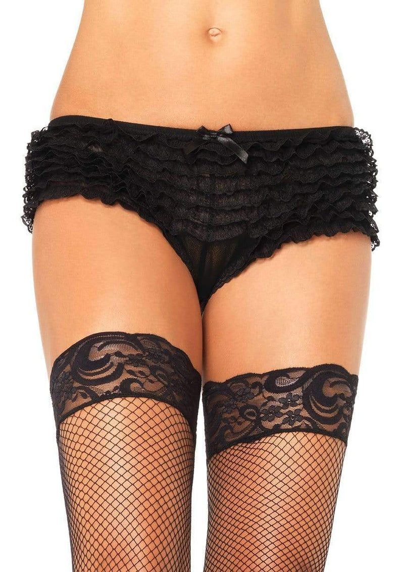 Lace Ruffle Tanga Shorts Black - Model Express VancouverLingerie