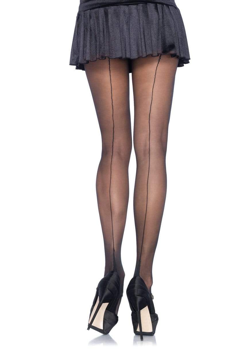 Spandex Sheer Cuban Heel Backseam Pantyhose Black - Model Express Vancouver