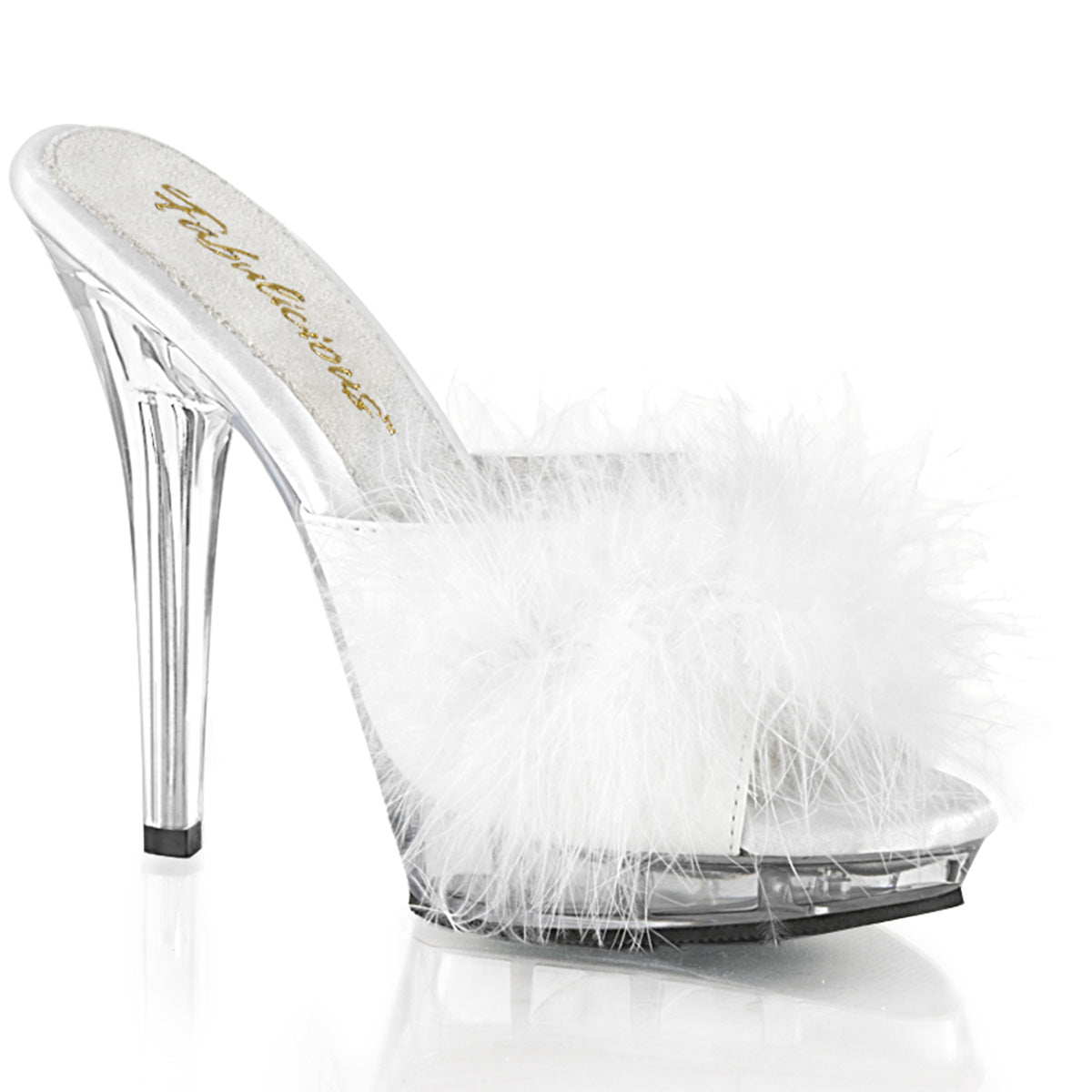 Fabulicious Lip-101-8 - Wht Satin-Fur/Clr