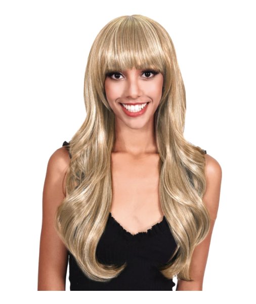 Long Loose Curl Wig with Bangs - Off Black/Copper - Model Express VancouverAccessories