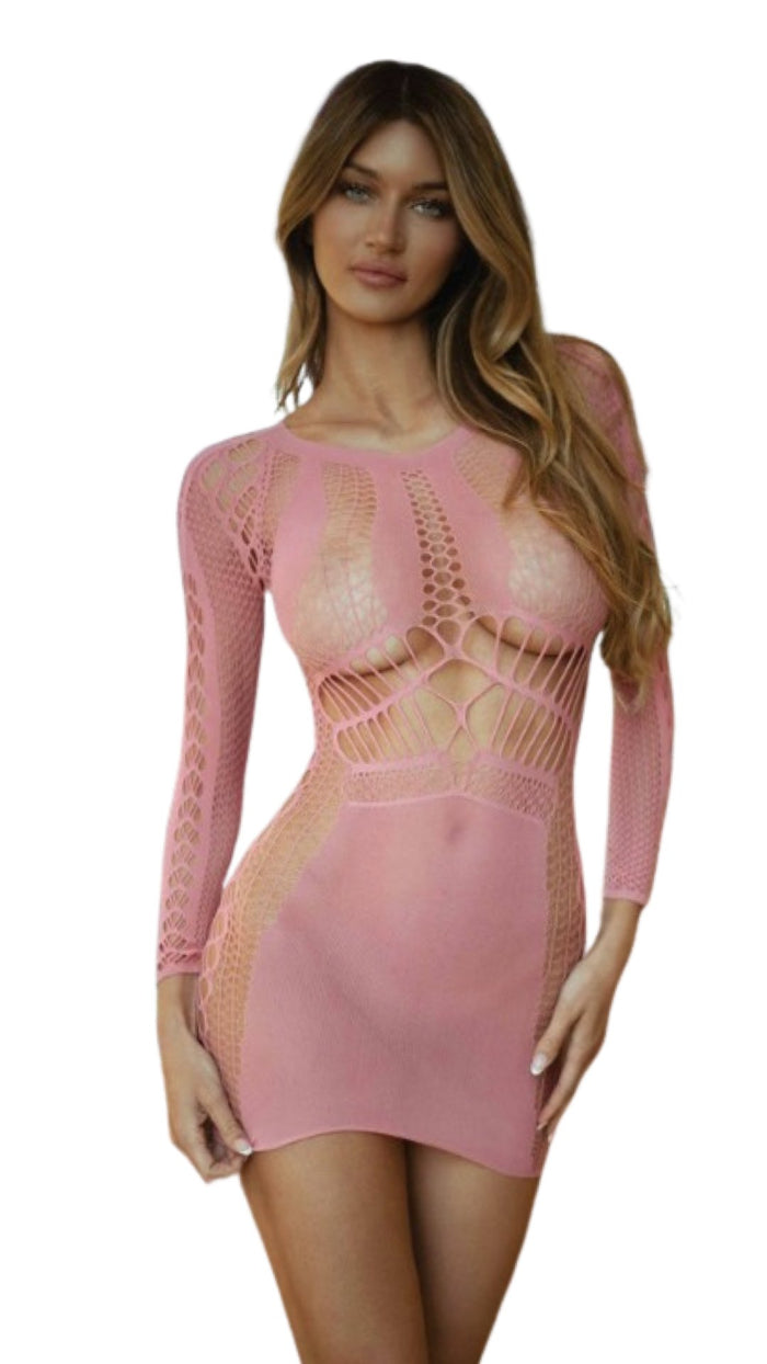 Long Sleeve Dress with Cut Outs Dusty Pink - Model Express VancouverLingerie