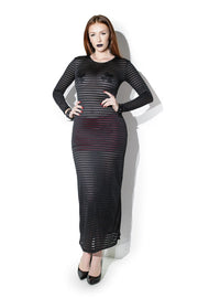 Long Sleeve Striped Stretch Dress - Model Express VancouverClothing