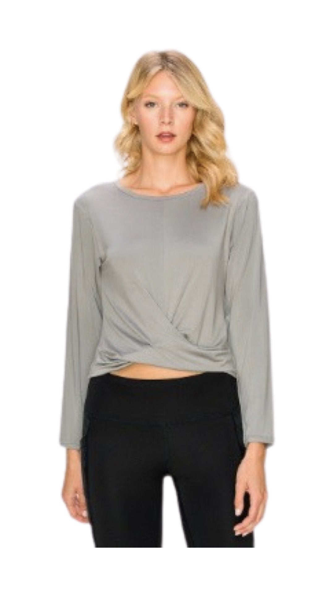 Long Sleeve Twist Top Grey - Model Express Vancouver