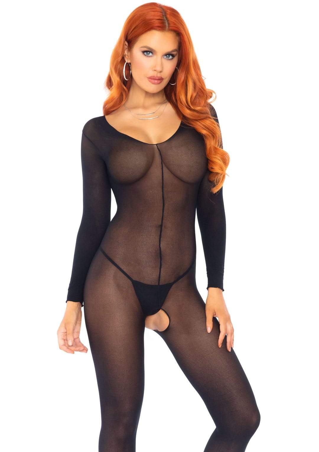 Long Sleeved Body Stocking Black - Model Express VancouverLingerie
