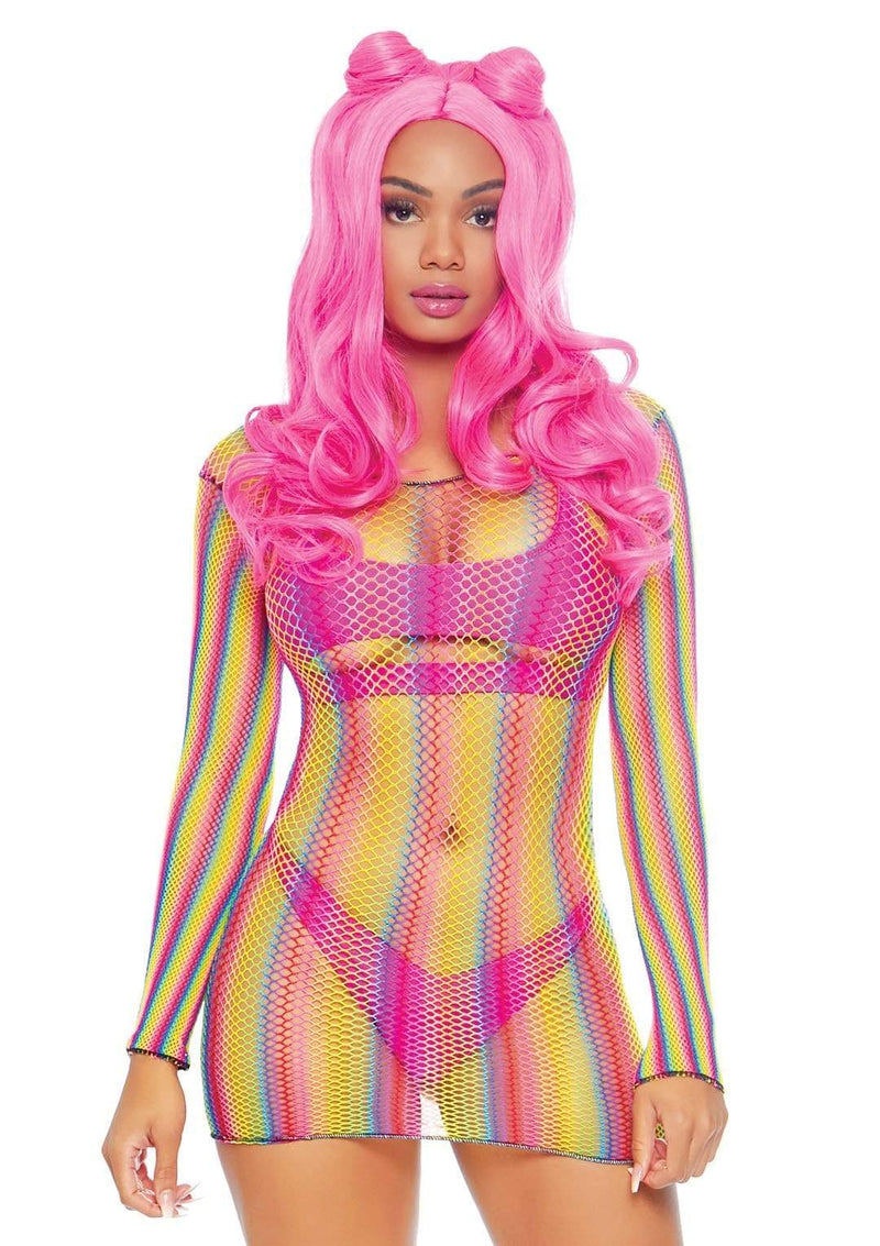 Long Sleeved Mini Dress Rainbow - Model Express VancouverLingerie