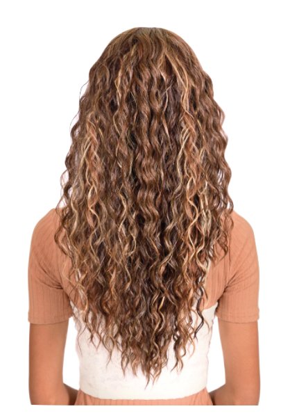 Long Tight Curl Wig with Bangs - Medium Brown/Honey Blonde - Model Express VancouverAccessories