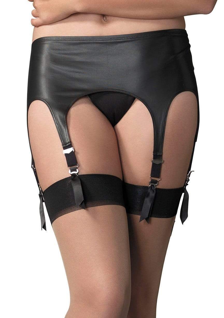 Matte Rubber Look Garter Belt Black - Model Express VancouverHosiery