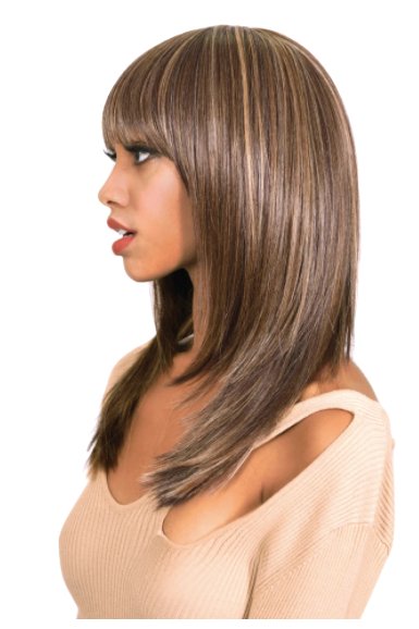 Medium Length Straight Wig with Bangs - Darkest Brown - Model Express VancouverAccessories