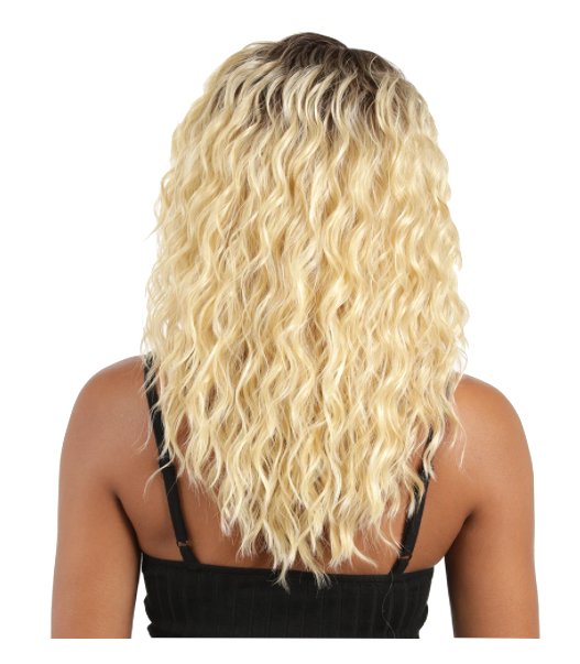 Medium Length Tight Curl Wig with Lace Front - Tan Blonde - Model Express VancouverAccessories