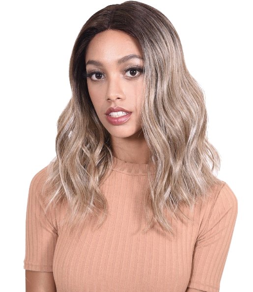 Medium Long Loose Curl Wig with Lace Front - Off Black/Copper - Model Express VancouverAccessories