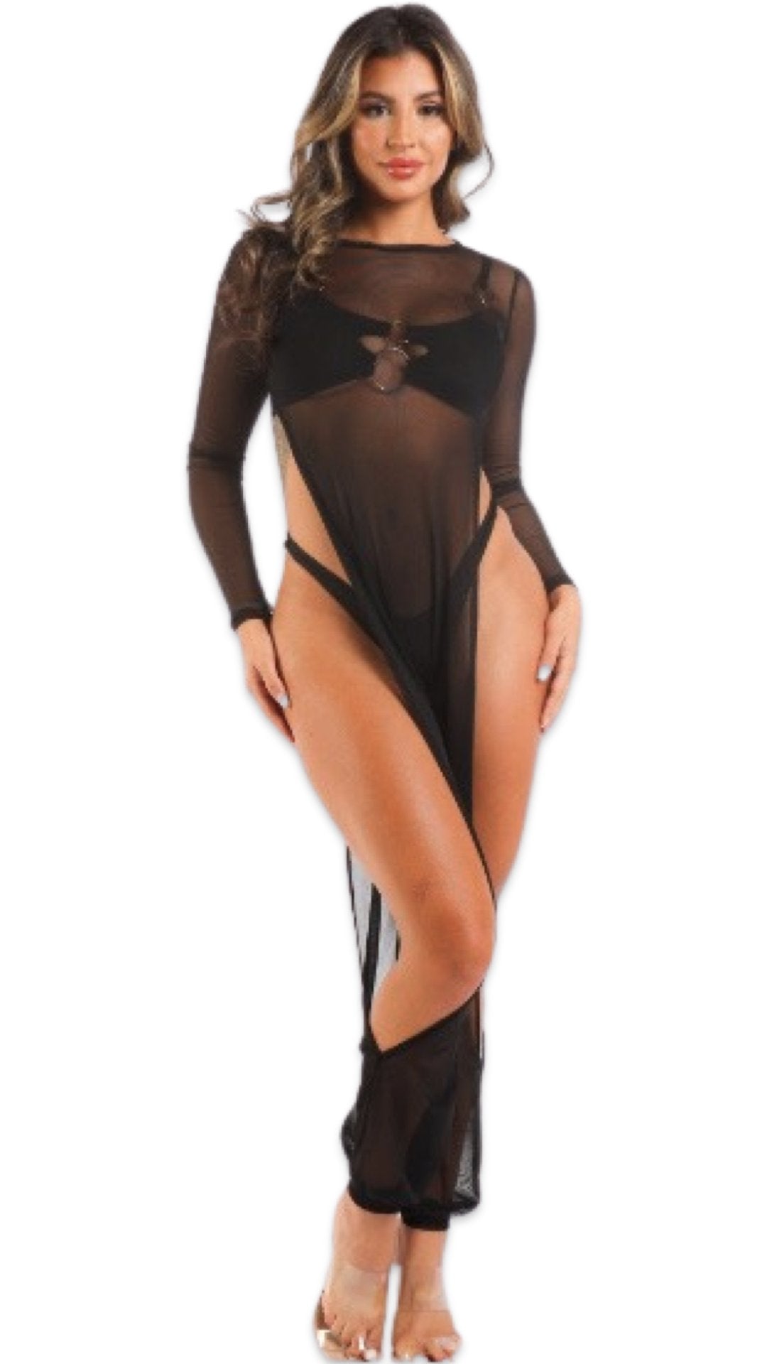 Mesh Coverup Jumpsuit Black - Model Express VancouverClothing