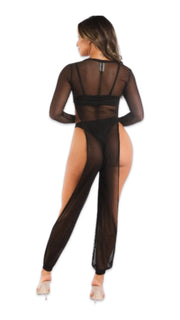 Mesh Coverup Jumpsuit Black - Model Express VancouverClothing