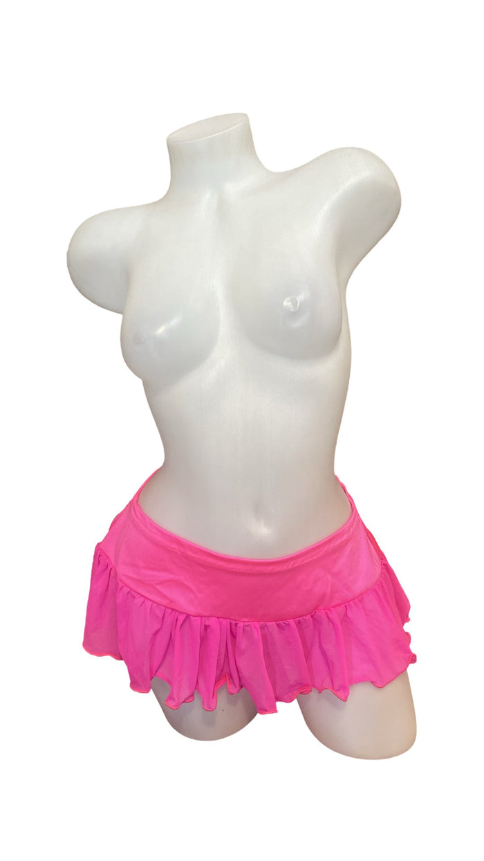Mesh Mini Skirt Hot Pink - Model Express VancouverLingerie