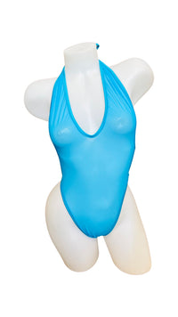 Mesh One Piece Y-Back Bodysuit Turquoise - Model Express VancouverLingerie