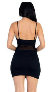 Mesh Panel Mini Dress Black - Model Express VancouverClothing