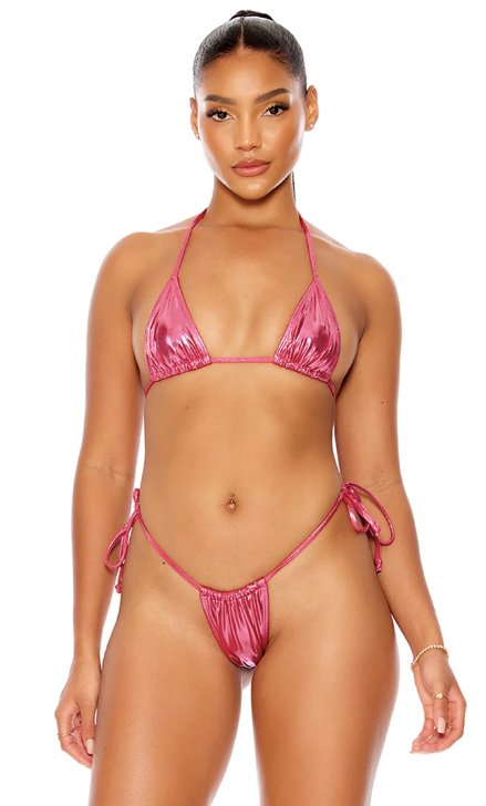 Metallic Itsy Bikini Set Hot Pink - Model Express VancouverBikini