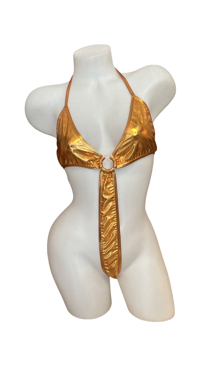 Metallic O-Ring Bodysuit - Copper - Model Express VancouverLingerie