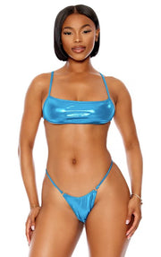 Metallic Rectangle Bikini Turquoise - Model Express VancouverBikini