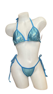 Metallic Snake Skin Bikini - Blue - Model Express VancouverBikini