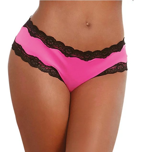 Microfiber Panty with Criss-Cross Open Back - Pink - Model Express VancouverLingerie