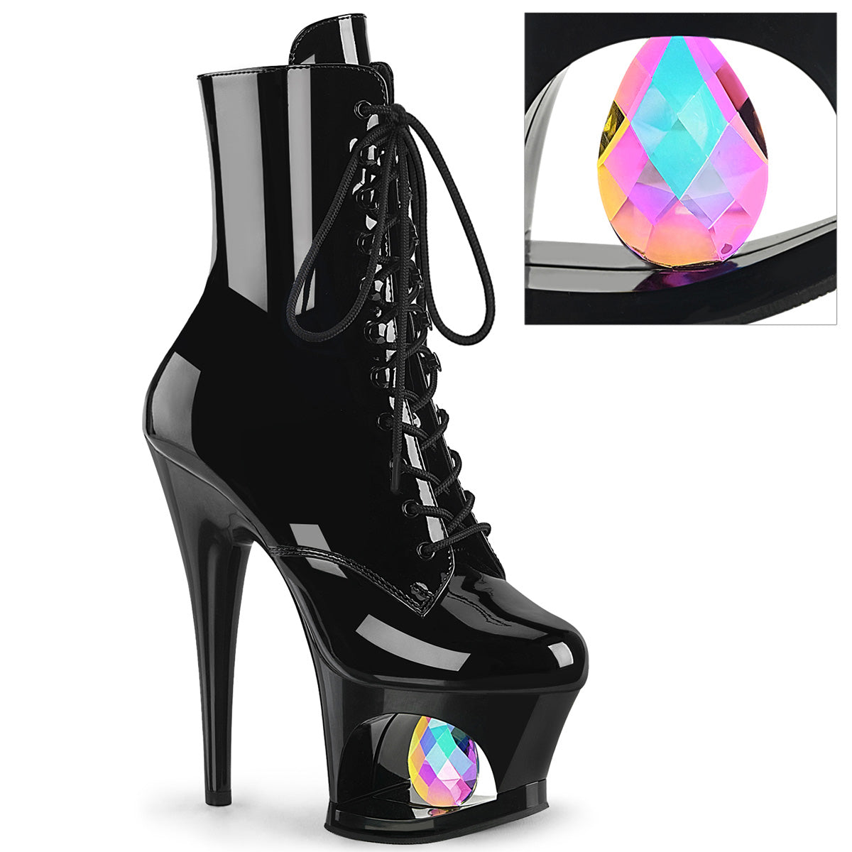 Pleasers Moon-1020Dia - Blk Pat/Blk