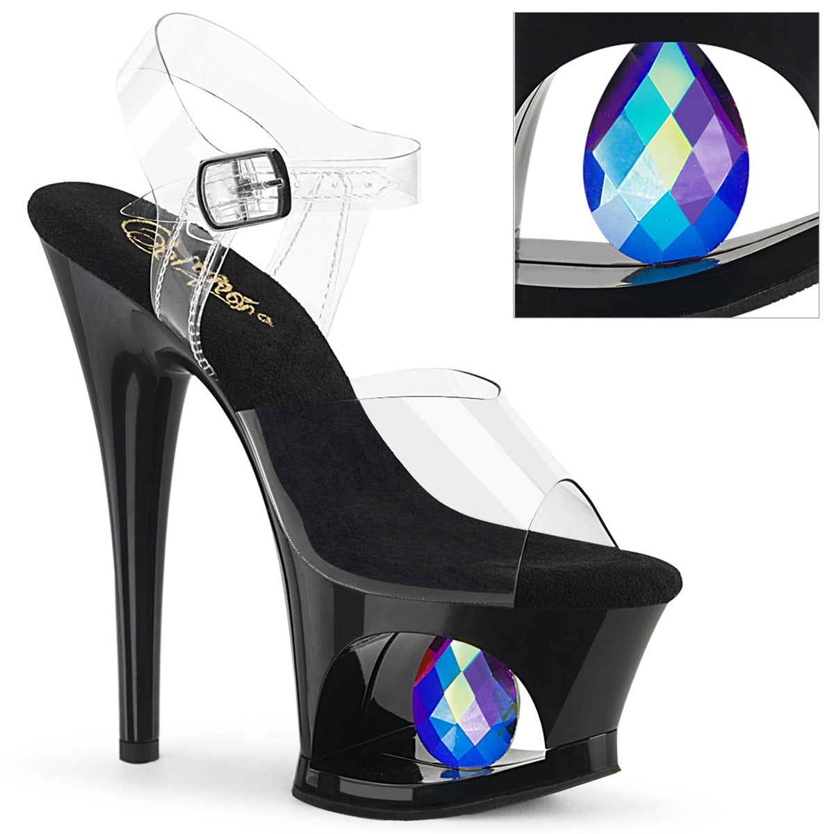 Pleasers Moon-708Dia - Clr/Blk