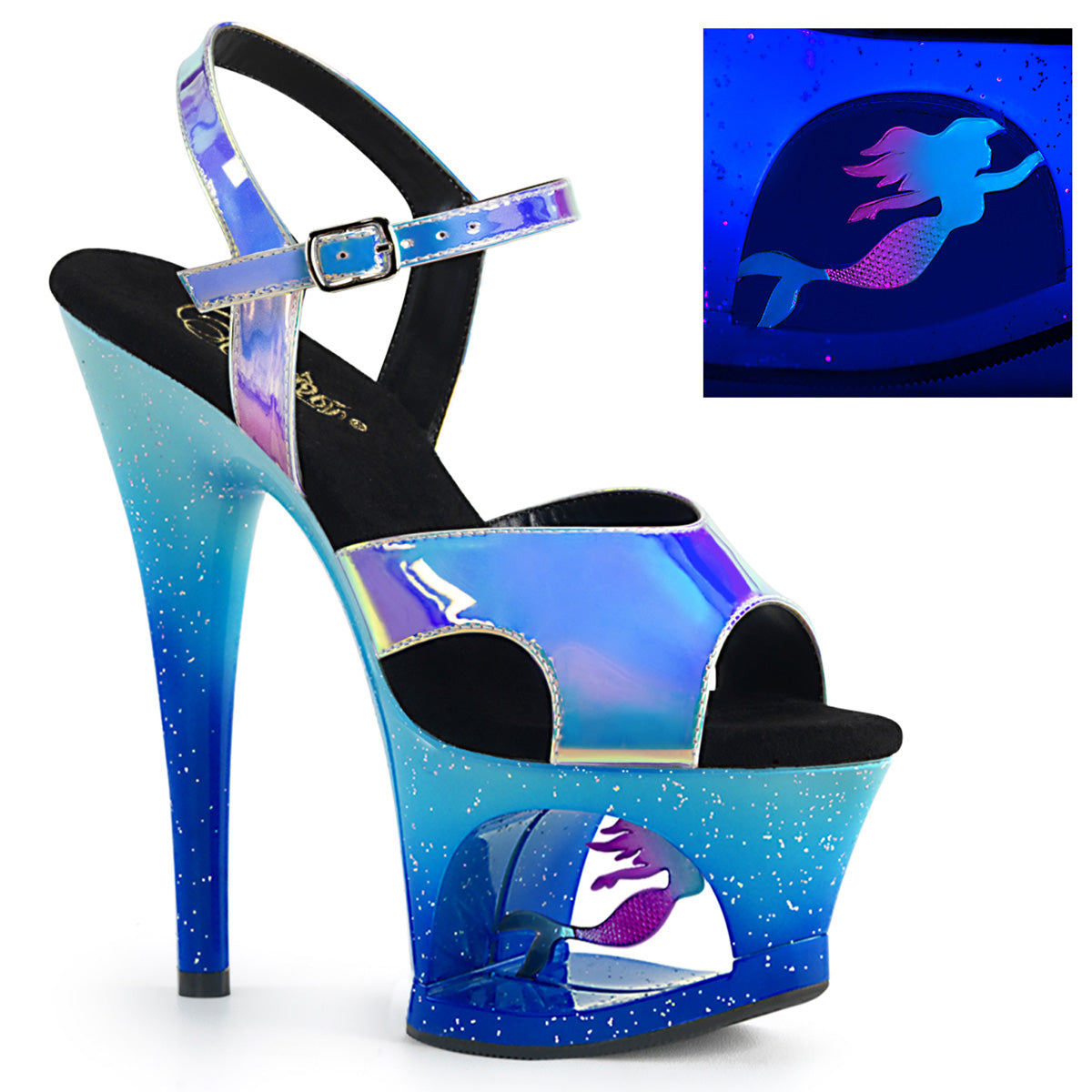 Pleasers Moon-711Mer - Blue Shifting TPU/Blue Ombre