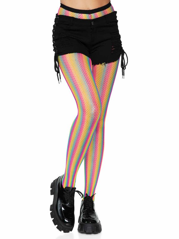 Neon Rainbow Stripped Fishnet Tights - Model Express VancouverHosiery