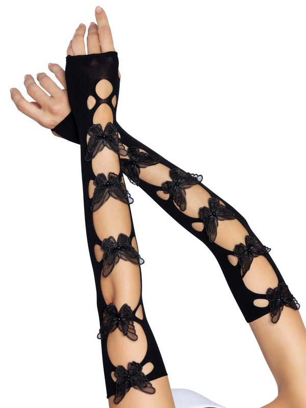 Net Cut Out Butterfly Arm Warmers Black - Model Express VancouverAccessories