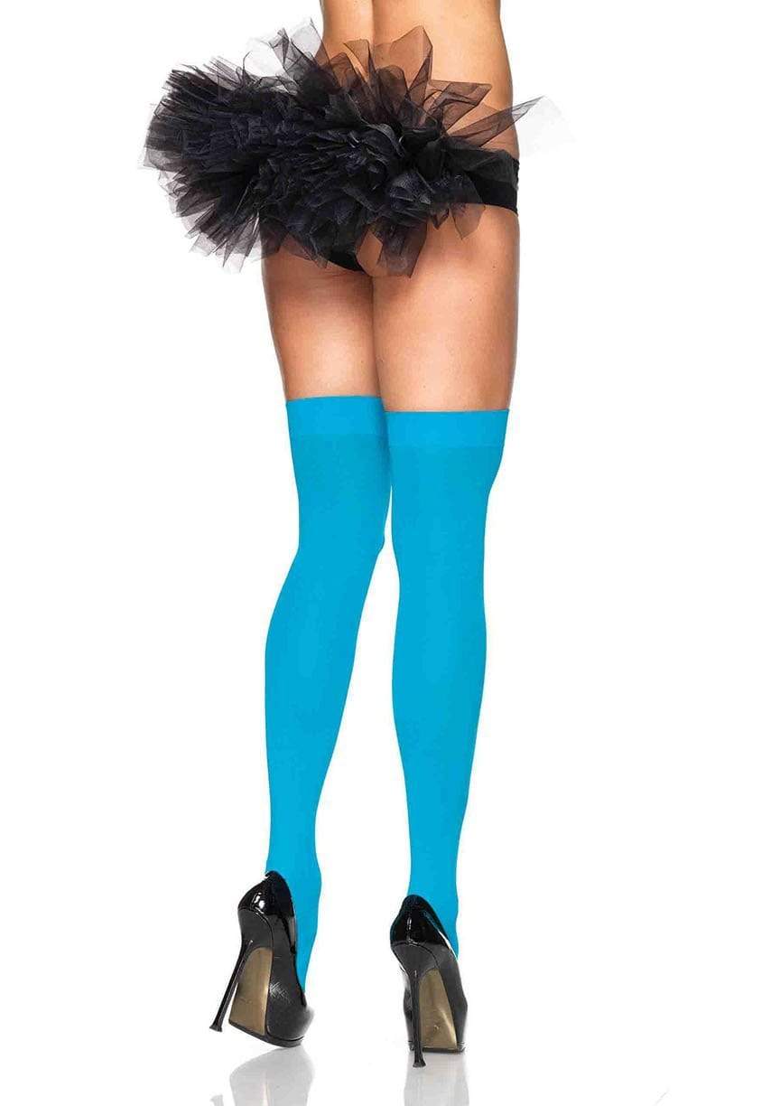 Opaque Nylon Thigh Highs Blue - Model Express VancouverHosiery