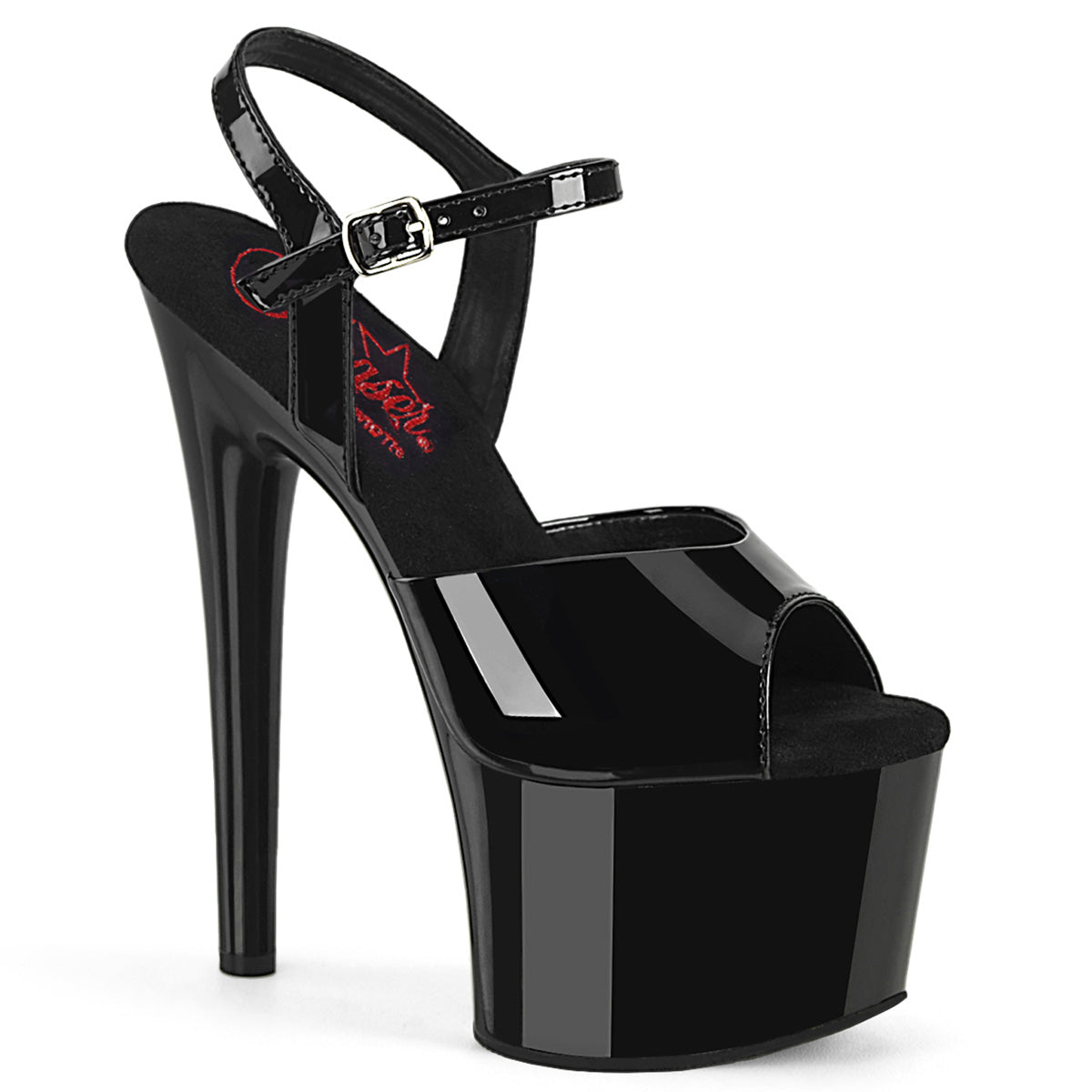 Pleasers Passion-709 - Blk Pat/Blk