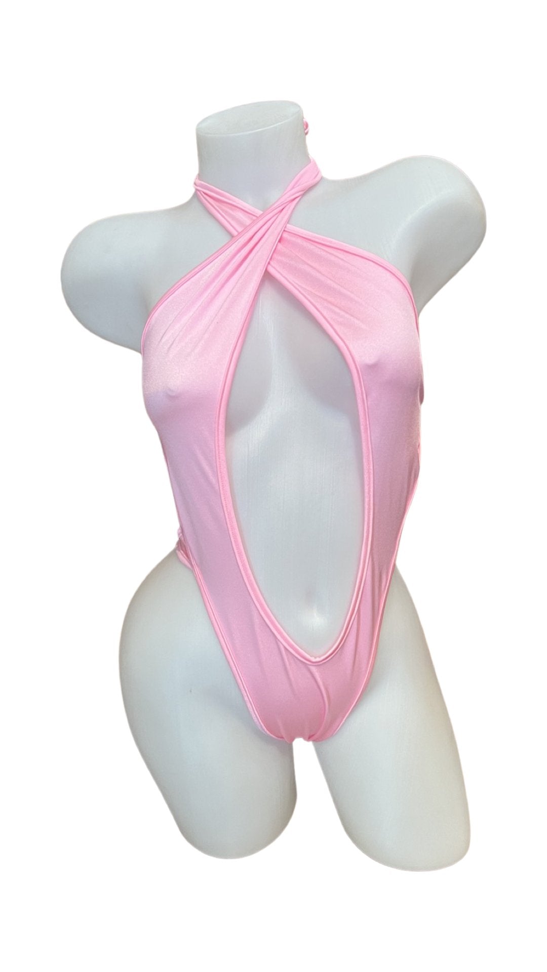 Peephole Bodysuit Baby Pink - Model Express VancouverBikini