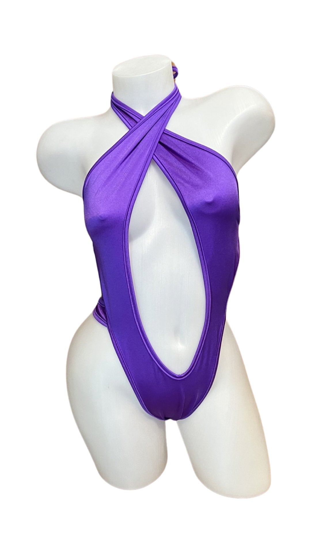 Peephole Bodysuit Purple - Model Express VancouverBikini