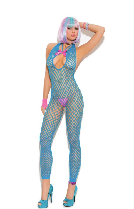 Plus Size Crochet Footless Bodystocking Blue - Model Express VancouverLingerie