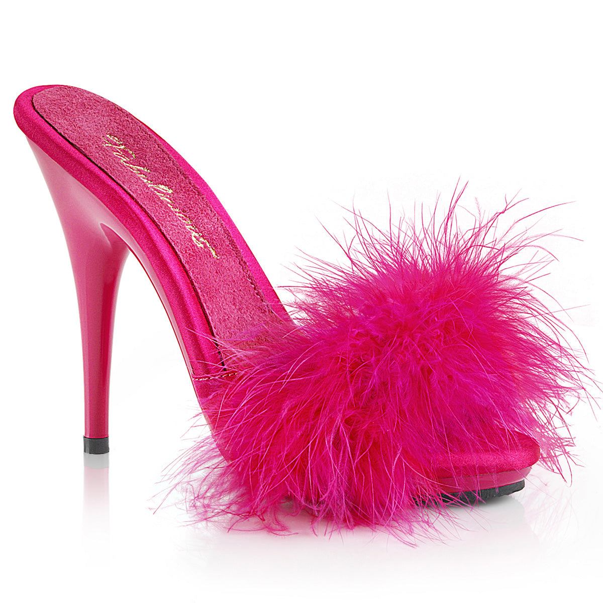 Fabulicious Poise-501F - H. Pink Satin-Marabou Fur/H. Pink
