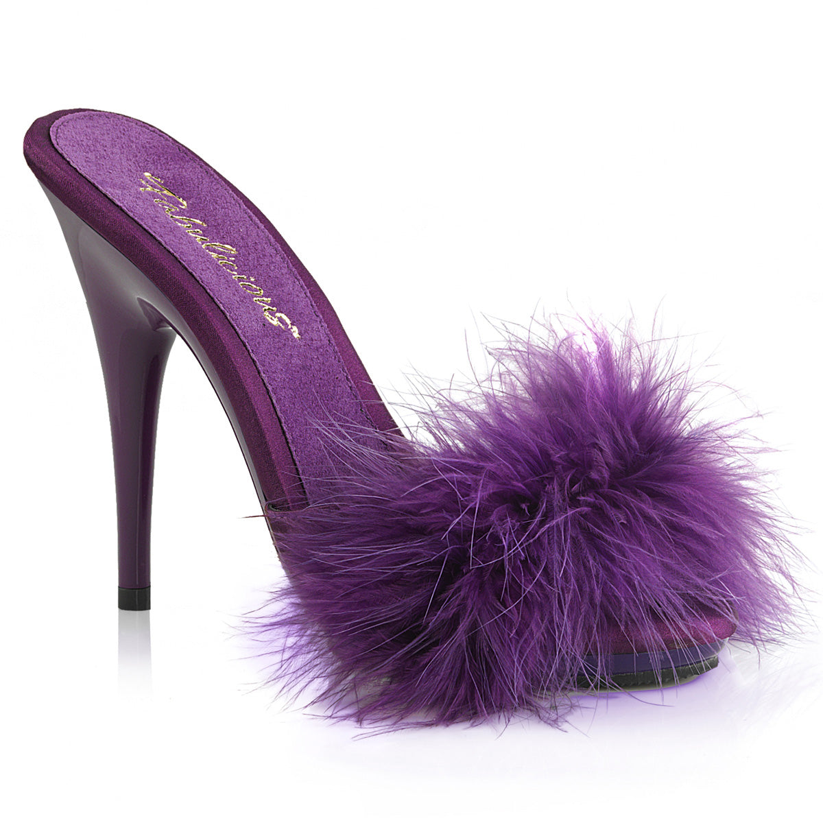 Fabulicious Poise-501F - Purple Satin-Marabou Fur/Purple